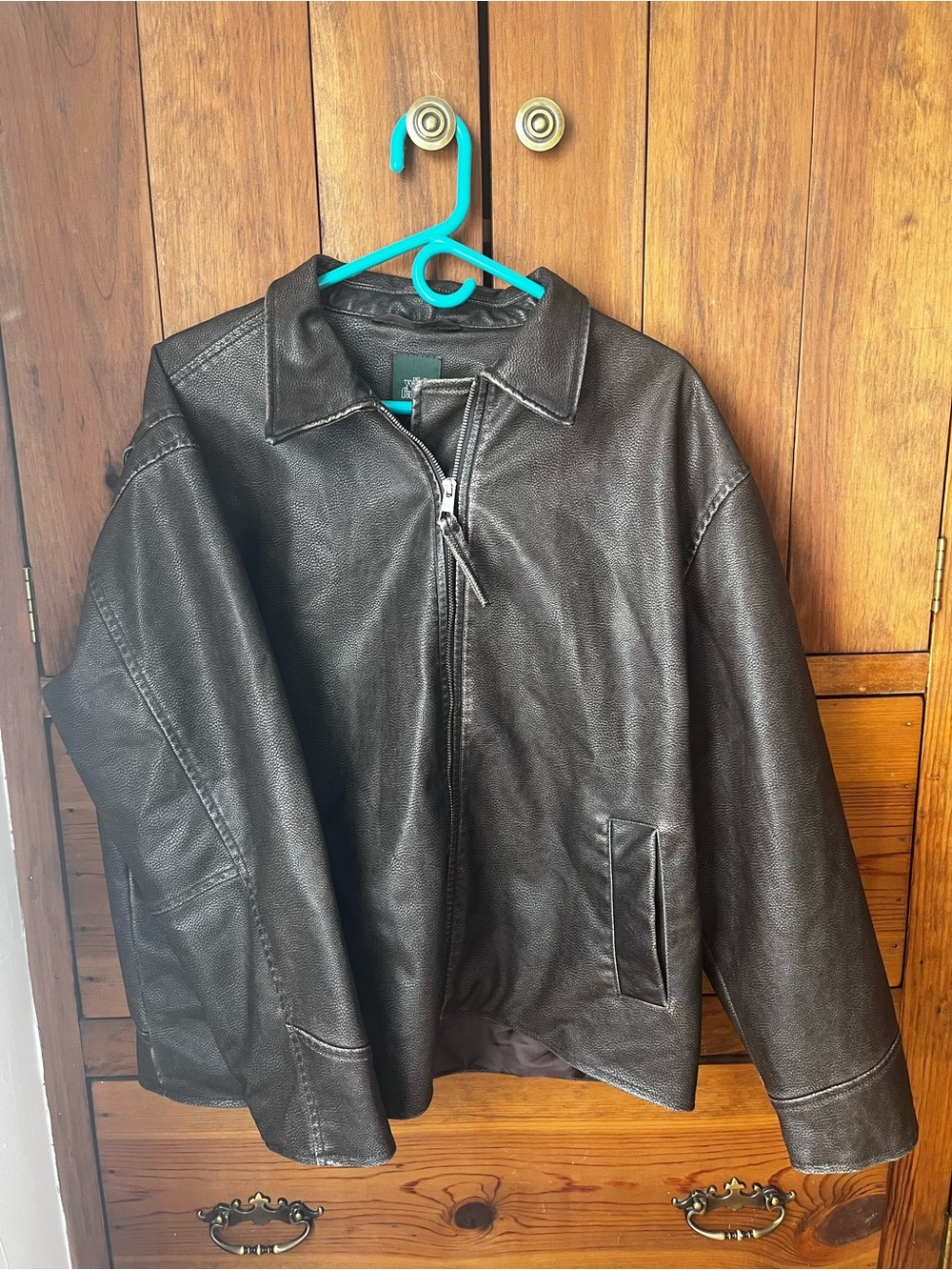 Wild Fable Brown Faux Leather Bomber Jacket